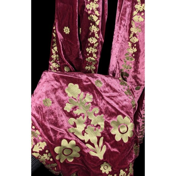 The Met Burgundy And Gold Velvet Royal Crest Scarf - Picture 4 of 13